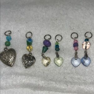 6 Piece Colorful Heart Charm Set #2826